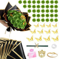 Green Glitter Flowers Bouquet, Fake Roses 36 Pcs