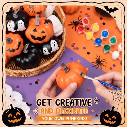 50 Pcs DIY Pumpkin Painting Kit for Fall Halloween 42 Foam Pumpkins Crafts
