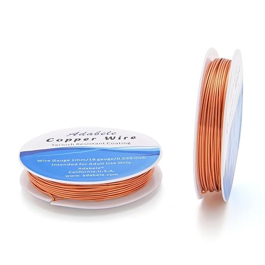 Adabele 65 Feet Premium Tarnish Resistant Round Bare Raw Jewelry Copper Wire by AdabeleLLC