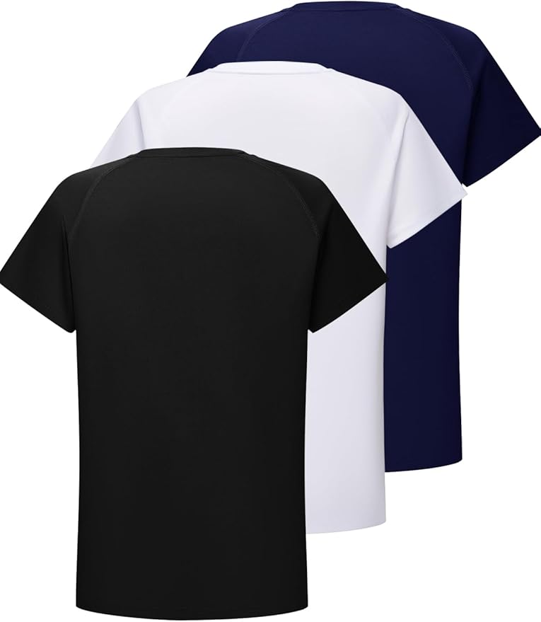 DEVOROPA Youth Boys Compression Shirt Long/Short Sleeve Football Baseball Undershirt Quick Dry Kids Sports Baselayer Crewneck