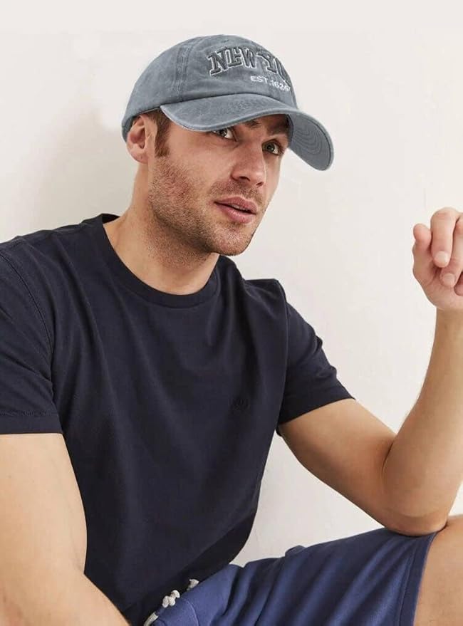 Baseball Hat New-York Distressed-Adjustable-Strapback - Washed Twill Dad Hat Unisex