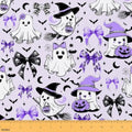 Halloween Ghost Decorations Bow Upholstery Fabric for Chairs | Halloween Bats Outdoor Fabric by The Yard 36"x63", Gothic Pumpkin Lantern Moon Spooky Spider Web Sugar Skull Waterproof Fabric,Purple