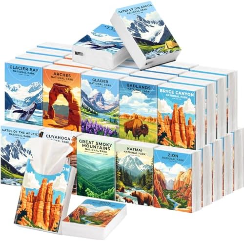 Outus 50 Pack National Park Travel Size Pocket Tissues, Camping Gifts