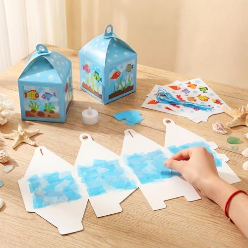 Simgoing 12 Sets Under The Sea Crafts DIY Summer Fishbowl Tissue Paper