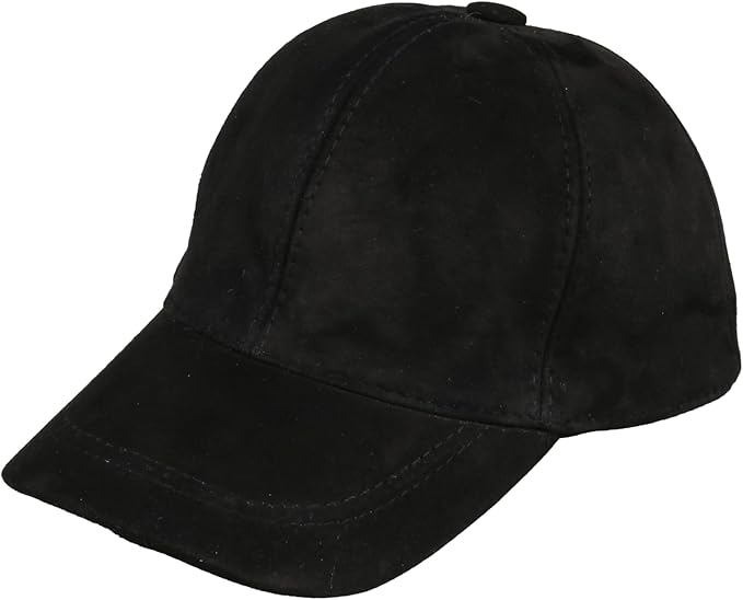 Suede Leather Baseball Cap – Unstructured 6 Panel Adjustable Strapback Hat for Men & Women