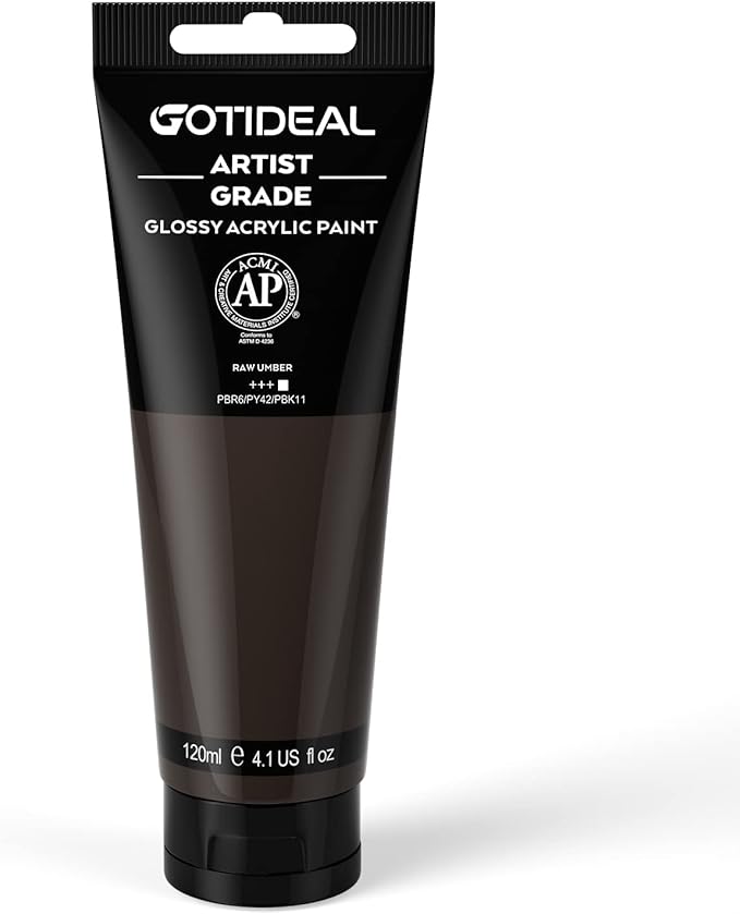GOTIDEAL Acrylic Paint Raw Umber Tubes Non Toxic Non Fading, Rich Pigments by GOTIDEAL