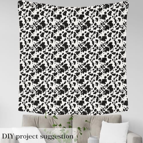 Feelyou Cow Fur Fabric By The Yard,Cowhide Upholstery Fabric for Chairs,Farmhouse Western Farm Animal Skin Decorative Soft Flannel, 5 Yards, Black White