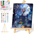MIRCVSH Halloween Paint by Numbers for Adults with Framed Canvas-with Wooden Easel,Paint by Number on Canvas,DIY Acrylic Oil Painting Kits with Brushes Nice Gift Box for Home Wall Decor(12x16 Inch)