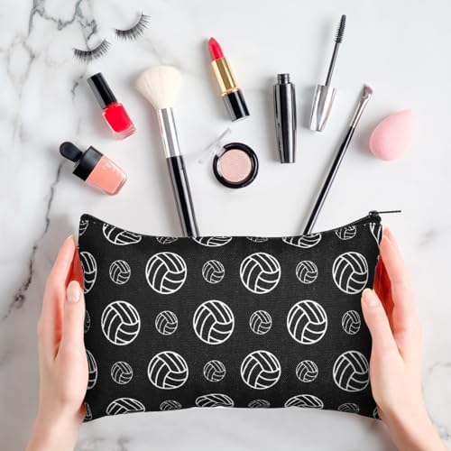 Eccliy 20 Pcs Volleyball Makeup Bags Bulk Sport Team Gifts Volleyball Cosmetic Bag Accessories for Women Toiletry Zipper Pouch Travel Canvas Gifts Stuff for Team Party Players