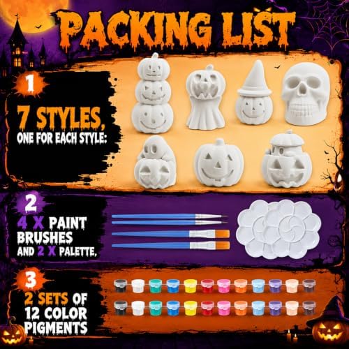 LAIAMER 7 Pcs Halloween Ceramics to Paint Ready to Paint Your Own Ceramics