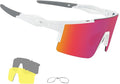 OULAIQI Cycling Sunglasses Polarized Sunglasses for Cycling Men Women with 1 Lens or 3 Interchangeable Lens Baseball Glasses