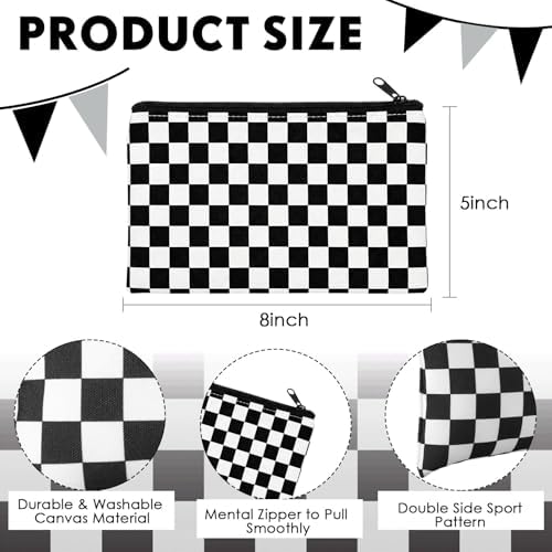 Eccliy 20 Pcs Checkered Makeup Bag Checkered Cosmetic Bag Canvas Gifts Accessories for Women Toiletry Pouch with Zipper Gift Bags for Team Party