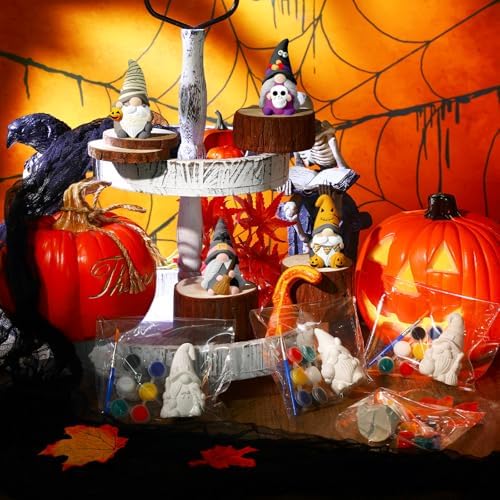 PullCrease 8 Pcs Halloween Gnome Ceramics to Paint Crafts Kit
