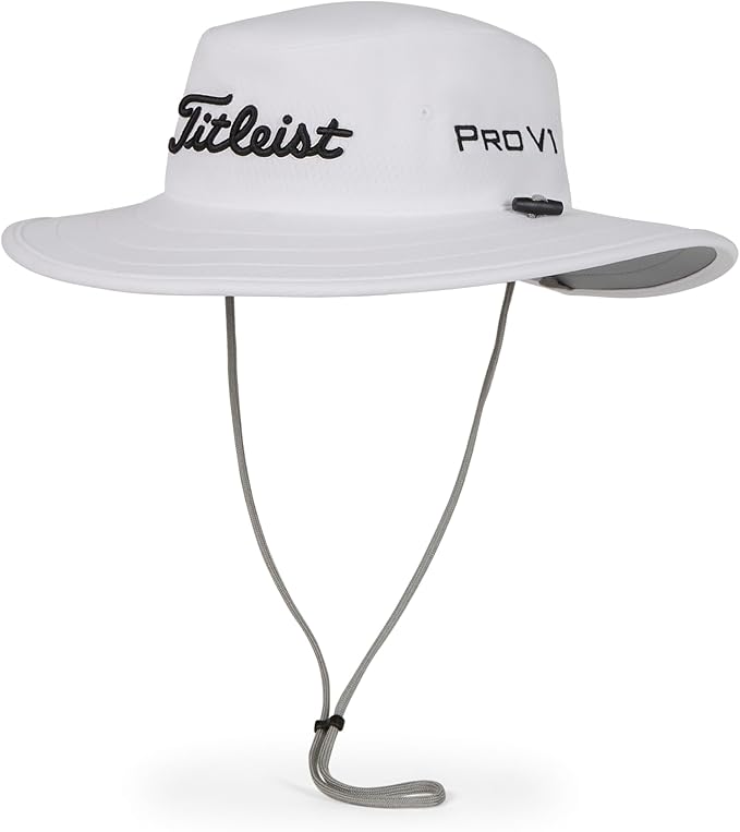 Titleist Men's Tour Aussie Golf Hat, White/Black