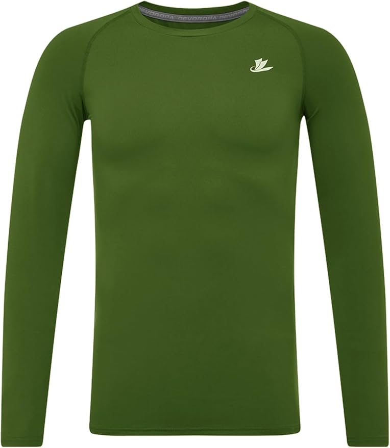 DEVOROPA Youth Boys Compression Shirt Long/Short Sleeve Football Baseball Undershirt Quick Dry Kids Sports Baselayer Crewneck