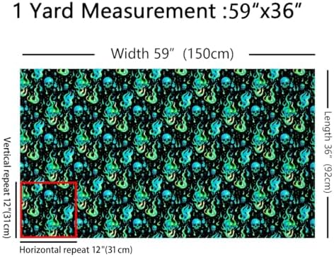 jejeloiu Halloween Skull Upholstery Fabric Soft 3 Yards