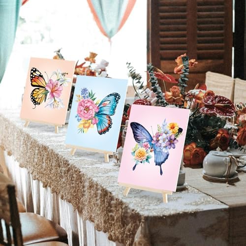 Dinifee 6 Pack Pre Drawn Canvas 8x10 Paint Kit for Adults, Butterfly