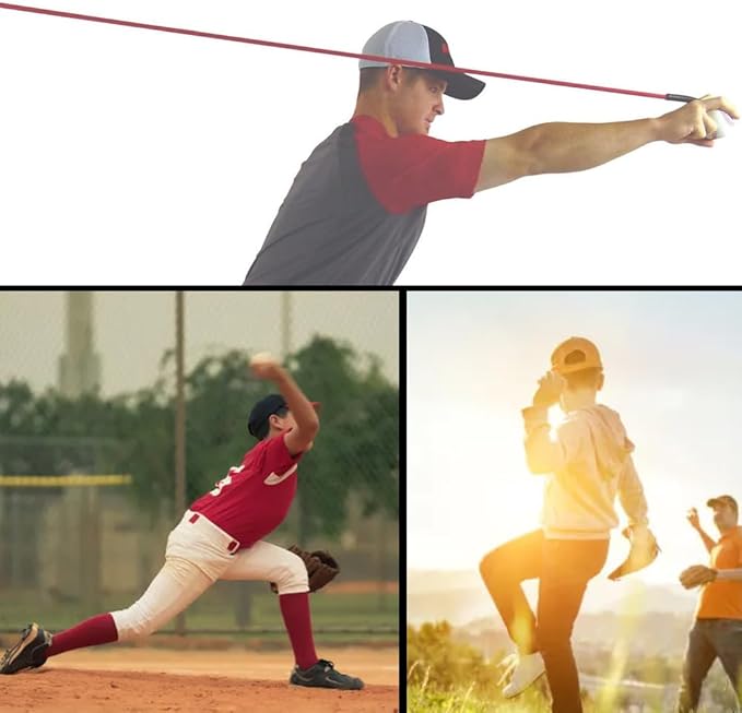 Baseball and Softball Resistance Training Bands,Pitching Training Aids, Baseball Connectors with Door Anchor are Baseball Training Accessories Improve Pitching,Arm Strength.-Red