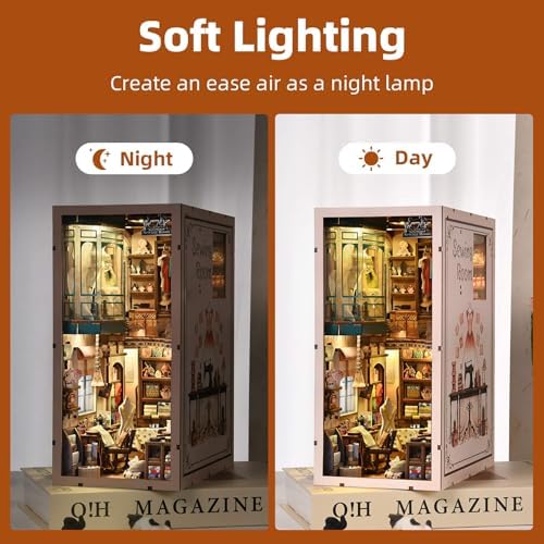 fifijoy Book Nook Kit - DIY Miniature House Dollhouse Kit for Adults and Teens, Booknook Tiny House Bookshelf Decor 3D Wooden Puzzle, Gifts for Family Friends (Sewing Room)