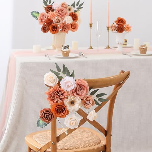 Floweroyal Artificial Flowers Fake Rose Flowers Dahlia with Stems for DIY Wedding Bridal Bouquets, Baby Shower, Floral Arrangement, Table Centerpieces, Home Decorations