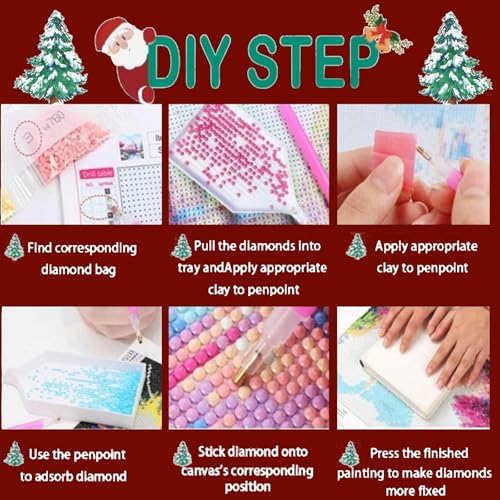 6 PCS Christmas Diamond Painting Kits for Adults, Diamond Art Kit Christmas