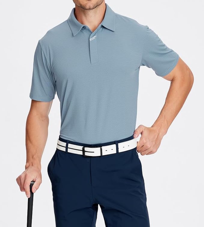 Damipow Premium Golf Shirts for Men Dry Fit Performance Polo Short Sleeve Collared Shirt