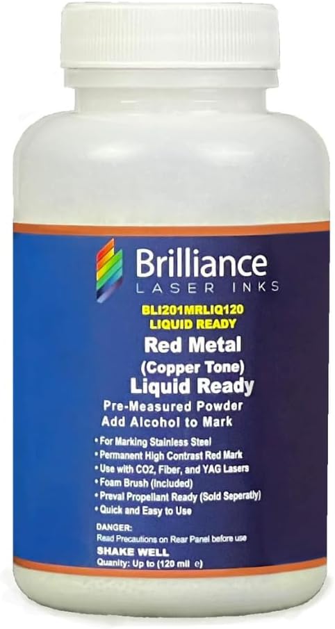 Brilliance Laser Inks 120 ml Red Liquid Ready Laser Marking Powder by BrillianceLaserInks