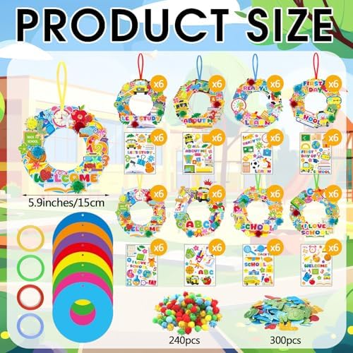 Hollowfly 48 Sets Back to School Craft Kits DIY Wreath for First Day