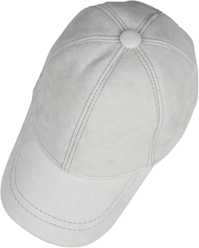 Suede Leather Baseball Cap – Unstructured 6 Panel Adjustable Strapback Hat for Men & Women