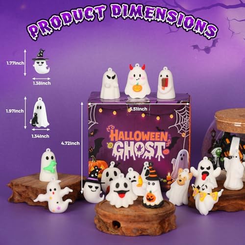 Ghost Figures 24 Pcs, Halloween Ghost Doll, 1.6" Mini Figures