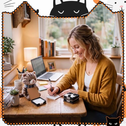 Saillong 4 Pcs Cat Diamond Art Note Box Kit Kitty Diamond Painting Memo Box