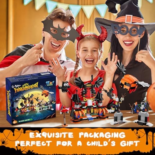 Halloween Party Favors Toy for Kids, Haunted House Building Blocks Set Gift