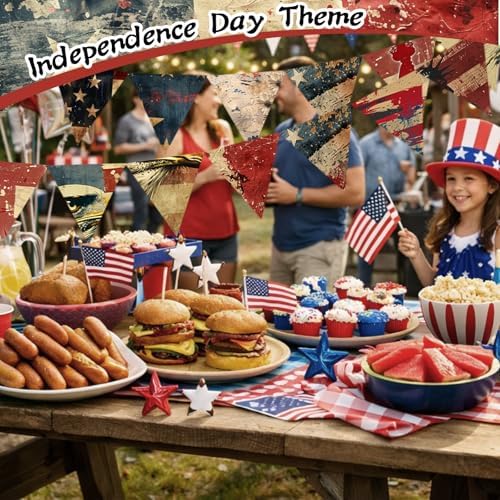 Hahafelt 10 Pcs Vintage Patriotic Quilting Fabric Bundles 20 x 20 Inch