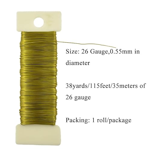 HAHIYO 26Gauge Golden Metal Floral Wire - Image 2