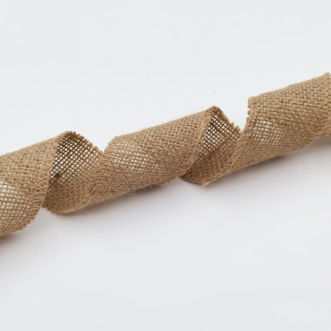 INSPIRELLE 2" Natural Burlap Fabric Roll 10 Yards Jute Ribbon - Image 3