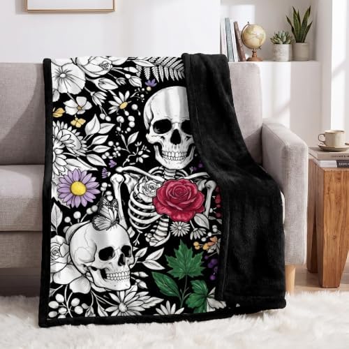 DIY Skull Coloring Blanket With 24 Fabric Markers Gothic Floral Throw