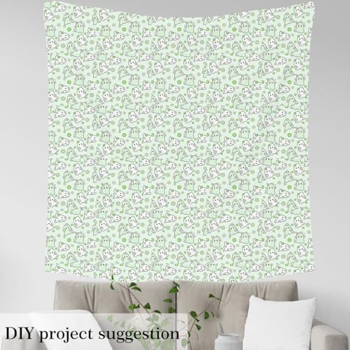 Jejeloiu Happy Halloween Fabric by The Yard Kawaii Ghost Printed Upholstery Fabric for Sewing Crafting Green Ghost Floral Waterproof Indoor Outdoor Decor for Home DIY Projects 5 Yards