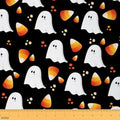 Feelyou Halloween Theme Soft Flannel Fabric by The Yard 1 Yard Kids Cute Ghost Candy Upholstery Fabric for Boys Girls Teens Polka Dots for Home DIY Projects, Indoor Decor