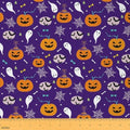 Feelyou Purple Halloween Soft Flannel Fabric by The Yard Kids 3 Yards Cute Ghost Bat Spider Web Upholstery Fabric Pumpkin Candy Spooky Trick or Treat for Home DIY Projects, Indoor Decor