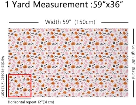 jejeloiu Happy Halloween Fabric by The Yard Pumpkin Upholstery Fabric Funny Ghost Printed Waterproof Indoor Outdoor Decor for DIY Sewing Craft Projects 10 Yards