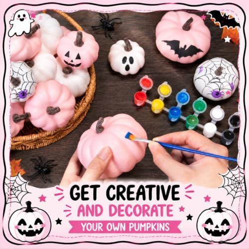 50 Pcs DIY Pumpkin Painting Kit for Fall Halloween 42 Foam Pumpkins Crafts