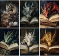 GOUOYANA 6P Dragon and Book Paint By Numbers Kit for Adults Acrylic Canvas