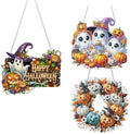 AIBOERL Diamond Art Hanging Kit for Adult,Special Shaped Rhinestone,Double Sided 5D DIY Acrylic Diamond Art Painting Window Pendants Home Garden Wall Hanging Kits Hanging Ornament (3 Pack Halloween)