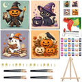 4 Pack Halloween Paint by Numbers Kit for Kids, with Frame, 7.8x7.8 inch