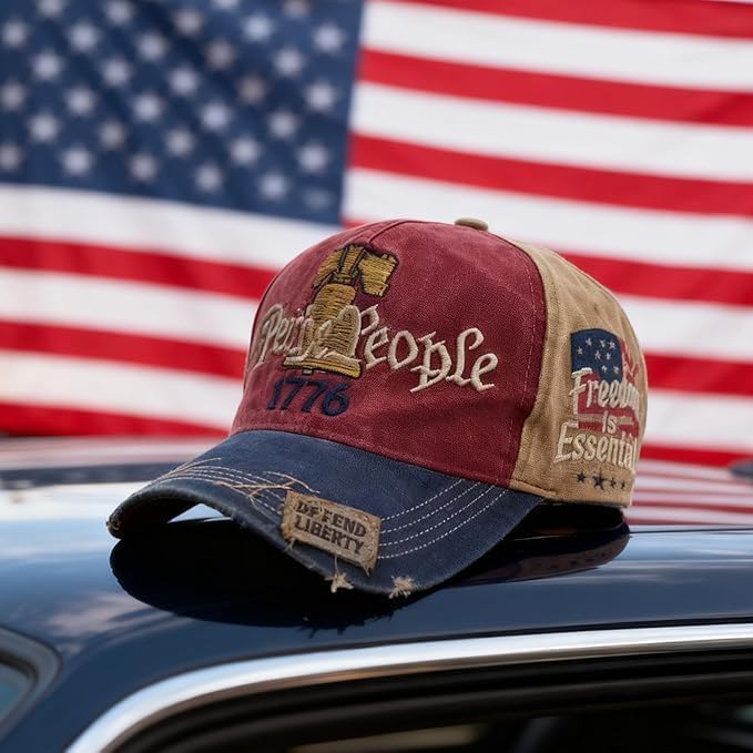 250 Years American Revolution Anniversary Cap, Adjustable Machine Embroidered Canvas Baseball Cap，Perfect for Independence Day & Patriotic Events