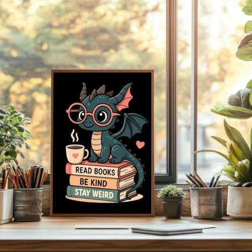 GOUOYANA Dragon and Book Paint By Numbers Kit for Adults Acrylic Canvas