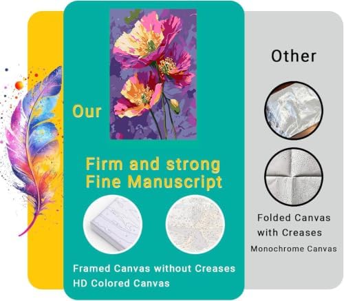 Axquilon 4 Packs Flowers Framed Paint by Numbers Kit with Easel 8x10in