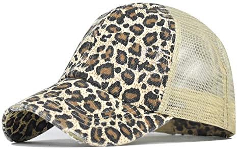 Criss Cross Hat Washed Distressed Baseball Cap Ponytail Hat High Messy Bun Ponycap for Women