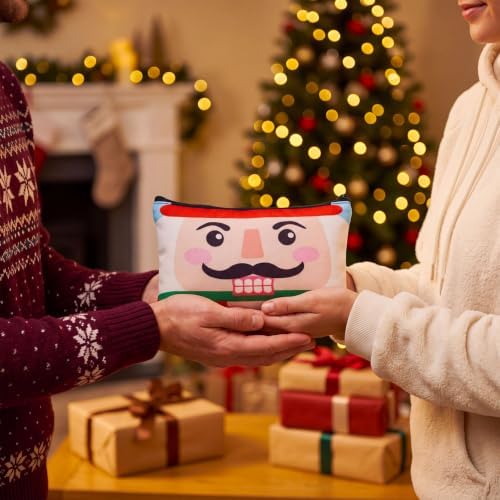 Meanplan 24 Pcs Christmas Makeup Bags Bulk Canvas Cosmetic Bag Gift