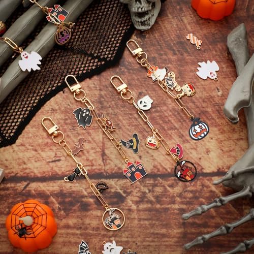 Tondiamo 266 Pcs Halloween Keychain Making Kit Bat DIY Keychain Craft Gift